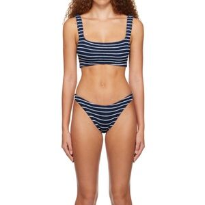 Hunza G Blue and White Bikini Nautical Stripes